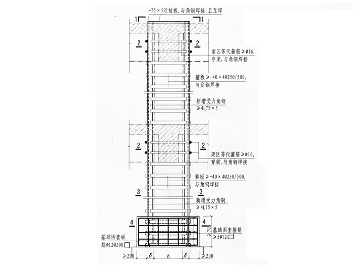 独立柱四面外包钢及外...