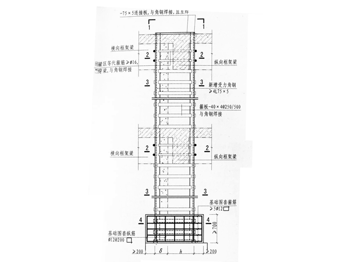 独立柱外包钢及单面增...