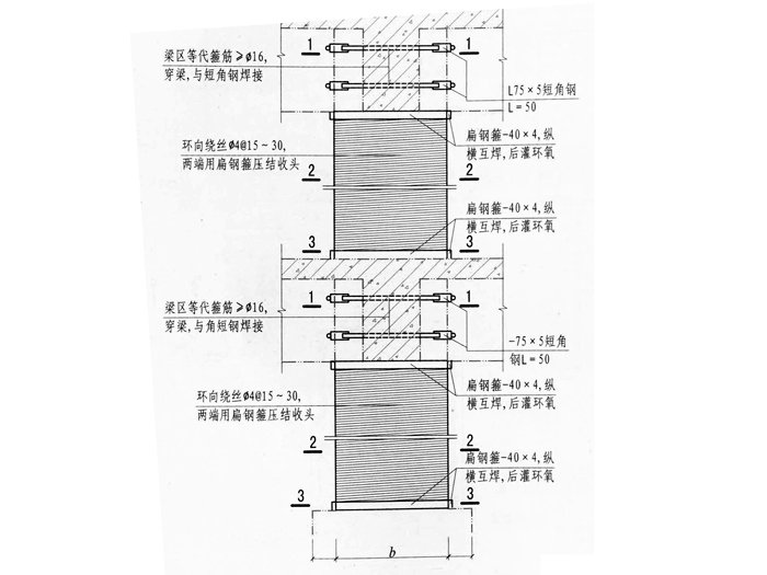 独立框架柱环向绕丝加...