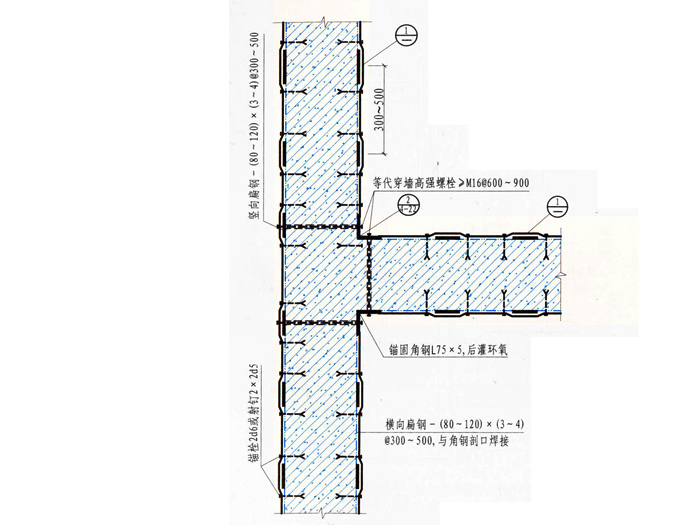 纵横墙双面粘钢加固