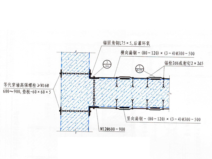 横墙双面粘钢加固（T...