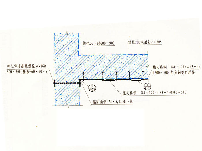 横墙单面粘钢加固