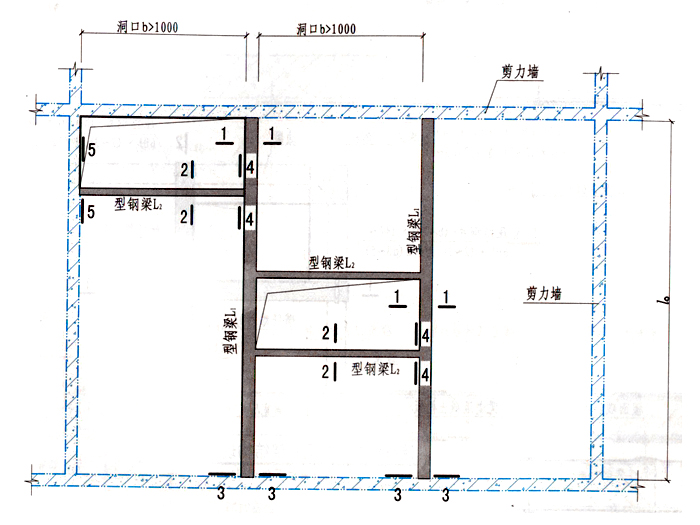 增设型钢梁加固楼板开...